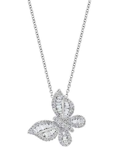 Effy Collection Effy Diamond Butterfly 18" Pendant Necklace (5/8 Ct. T.w.) In 14k White Gold In White Gold