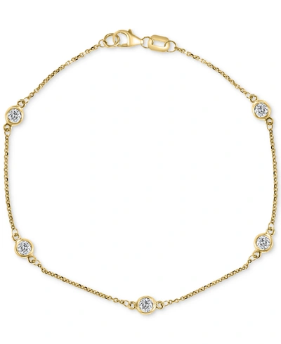Shop Effy Collection Effy Diamond Bezel Link Bracelet (1/2 Ct. T.w.) In 14k White Or Yellow Gold