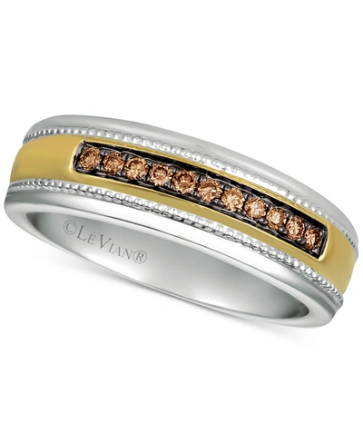 Shop Le Vian Men's Diamond Two-tone Ring (1/5 Ct. T.w.) In 14k Gold & White Gold