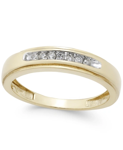 Shop Macy's Men's Diamond Band (1/6 Ct. T.w.) In 10k Gold In Yellow Gold