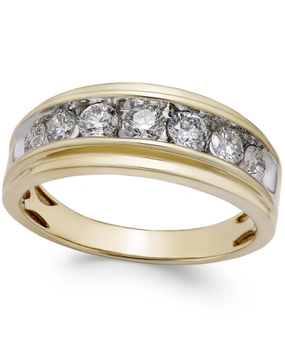 Shop Macy's Men's Diamond Band (1 Ct. T.w.) In 10k Gold In Yellow Gold