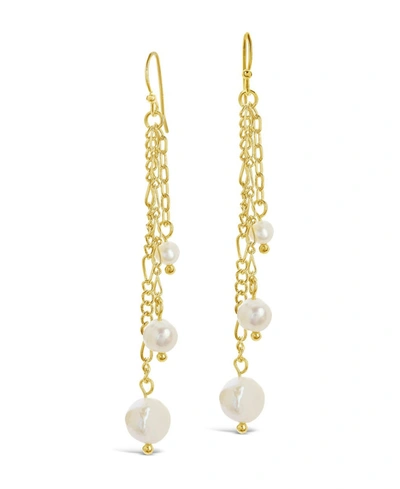 Shop Sterling Forever Women's Mixed Chain Link Pearl Dangle Earrings In K Gold Plated