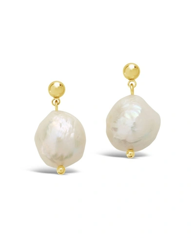 Shop Sterling Forever Women's Large Baroque Pearl Drop Stud Earrings In K Gold Plated