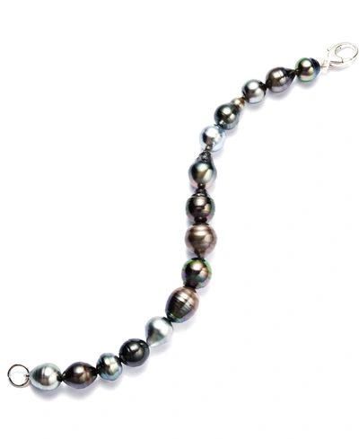 Shop Macy's Pearl Bracelet, Sterling Silver Multicolor Cultured Tahitian Pearl Baroque Bracelet (9-11mm)