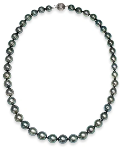 Macy's Tahitian Multi-color Pearl (9-11mm) Strand Necklace In 14k White Gold