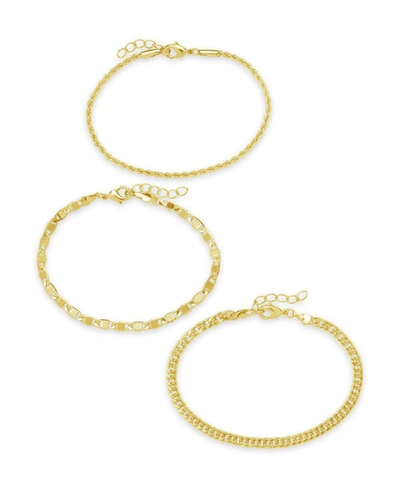 Shop Sterling Forever Women's Bold Chain Bracelet, Set Of 3 In K Gold Plated