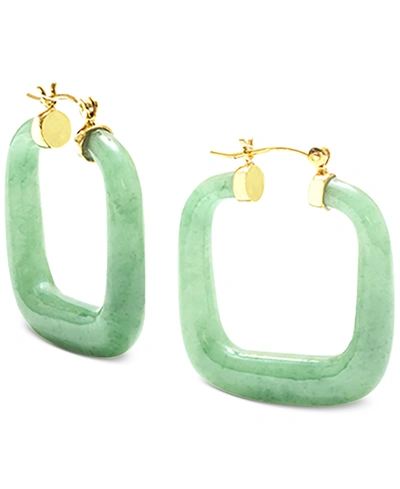 Macy's Dyed Jade (32mm) Square Medium Hoop Earrings In 14k Gold-plated Sterling Silver, 1.25" In Gold Over Silver