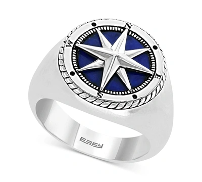 Shop Effy Collection Effy Men's Lapis Lazuli Compass Ring In Sterling Silver