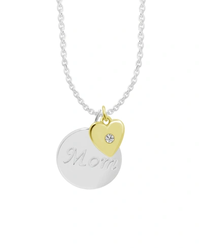 Shop Essentials Silver Plated Two-tone Layered Mom Necklace In Gift Card Box In Two Tone