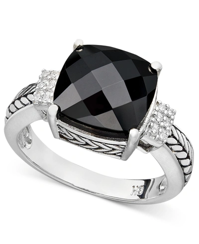 Effy Collection Balissima By Effy Onyx (10 X 10mm) And Diamond Accent In Sterling Silver In Silver