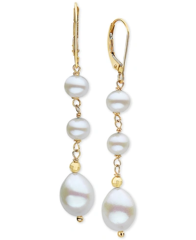 Effy Collection Effy Cultured Freshwater Pearl (5-1/2 & 8mm) Drop Earrings In 14k Gold In Gold