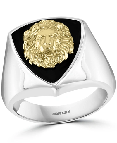 Shop Effy Collection Effy Men's Lion Head Statement Ring In Sterling Silver & 18k Gold-plated Sterling Silver