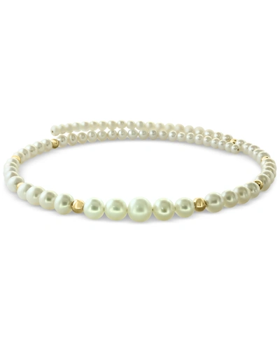 Shop Effy Collection Effy Cultured Freshwater Pearl (4-9mm) & Gold Bead Flexible Choker Necklace In 14k Gold In Yellow Gol