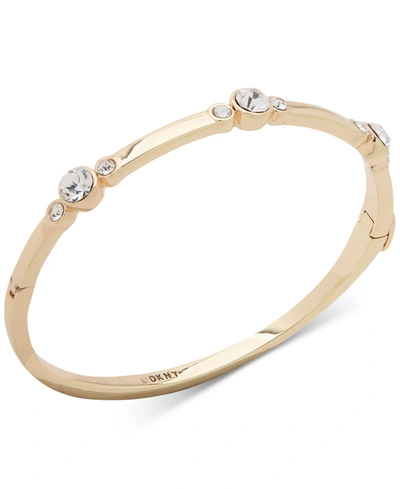 Shop Dkny Gold-tone Crystal Bangle Bracelet
