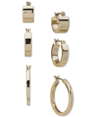 Dkny Gold-tone Hoop Earrings - Set Of 3 In Gold