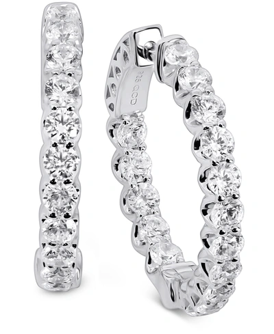 Shop Arabella Cubic Zirconia Small In & Out Hoop Earrings In Sterling Silver Or 18k Gold Plated Sterling Silver