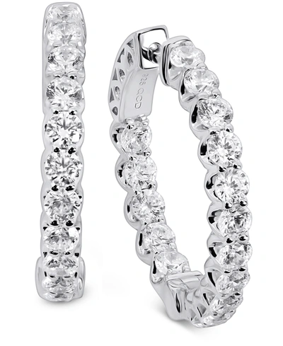 Arabella Cubic Zirconia Small In & Out Hoop Earrings In Sterling Silver Or 18k Gold Plated Sterling Silver In Sterling Silver