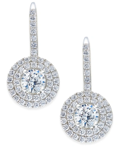 Shop Arabella Cubic Zirconia Circle Cluster Drop Earrings In Sterling Silver, Created For Macy's