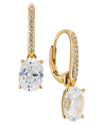 Shop Eliot Danori Oval Cubic Zirconia Leverback Earring, Created For Macy's In Gold