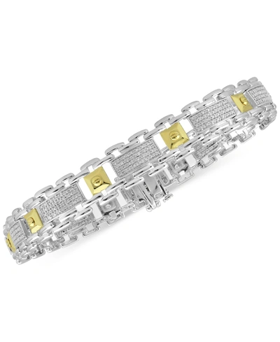 Shop Macy's Men's Diamond Two-tone Bracelet (1/2 Ct. T.w.) In Sterling Silver & 18k Gold-plate