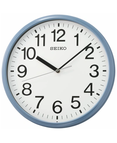 Shop Seiko Classic Light Blue Office Clock In Blue And White