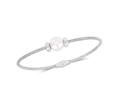 Shop Honora Cultured Freshwater Pearl (8-9mm) Bangle Bracelet In Sterling Silver
