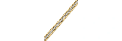Shop Macy's Men's Diamond (1/4 Ct.t.w.) Bracelet In Stainless Steel And Yellow Ip