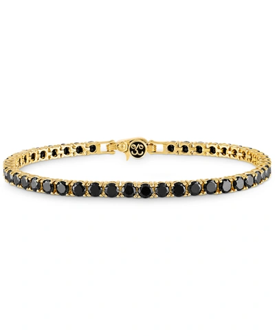 Shop Esquire Men's Jewelry Black Spinel Tennis Bracelet (13 Ct. T.w.) In 14k Gold-plated Sterling Silver, Created For Macy's