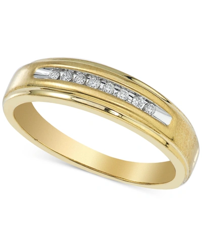 Macy's Men's Diamond Band (1/10 Ct. T.w.) In 10k Yellow Gold Or 10k White Gold In Yellow Gold