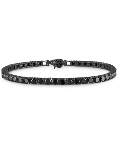 Shop Esquire Men's Jewelry Black Spinel Tennis Bracelet (13 Ct. T.w.) In Black Rhodium-plated Sterling Silver, Created For Macy In Stainless Steel