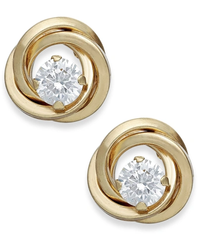 Macy's Cubic Zirconia Love Knot Stud Earrings In 10k Gold