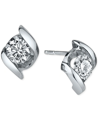 Shop Sirena Diamond Twist Stud Earrings (1/2 Ct. T.w.) In 14k White Gold