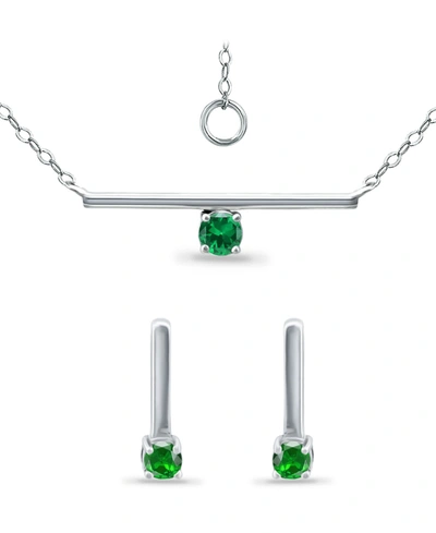 Shop Giani Bernini Created Green Quartz Bar Pendant And Earring Set, 3 Piece In Sterling Silver/green