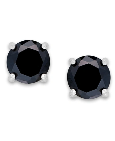 Shop Giani Bernini Cubic Zirconia Sterling Silver Stud Earrings, Created For Macy's In Black