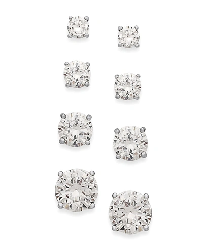 Giani Bernini Cubic Zirconia Stud Set In 18k Gold Over Sterling Silver In Sterling Silver