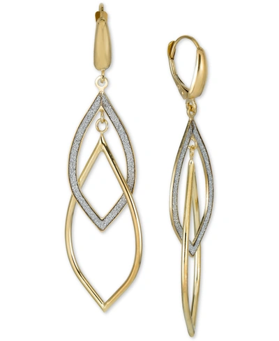 Macy's Glitter Orbital Drop Earrings In 10k Gold In Two-tone