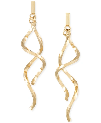 Shop Italian Gold Double Twist Drop Earrings In 14k Gold