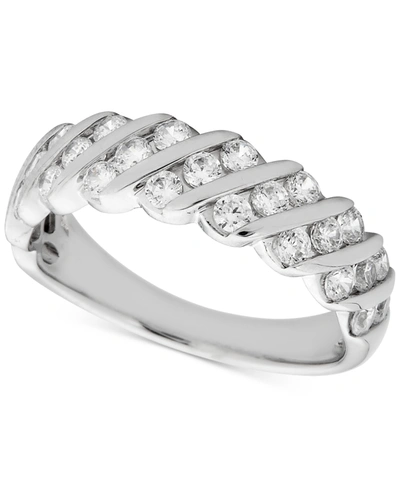 Shop Macy's Diamond 3-row Band Ring (1 Ct. T.w.) In 14k White Gold