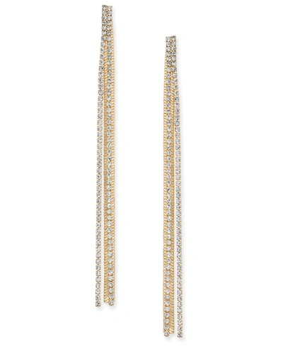 Shop Inc International Concepts Gold-tone Rhinestone & Chain Linear Earrings, Created For Macy's