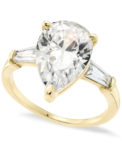 Shop Charter Club Gold-tone Pear-shape & Baguette-cut Cubic Zirconia Ring, Created For Macy's