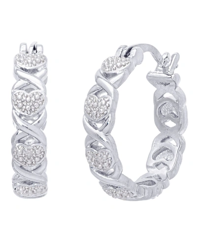 Macy's Diamond Accent Gold-plated, Silver Plated Or Rose Gold Plated X And Heart Earrings In Silver
