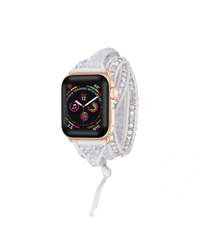 Shop Posh Tech Men's And Women's Silver-tone White Jewelry Wrap For Apple Watch 42mm In Multi