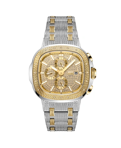 Shop Jbw Men's Diamond (1/5 Ct. T.w.) Watch In 18k Gold-plated Two-tone Stainless-steel Watch 48mm In Silver