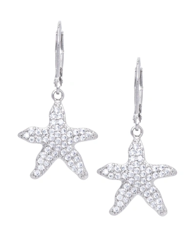 Shop Macy's Cubic Zirconia Starfish Earrings In Silver Plate