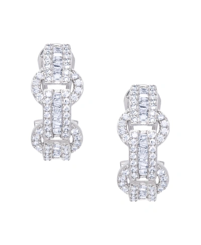 Shop Macy's Cubic Zirconia Link Hoop Earrings In Silver Plate