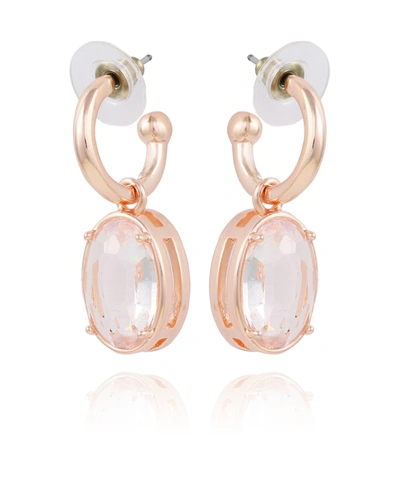 T Tahari Women's Pave Hoop With Drop Earring In Rose Gold