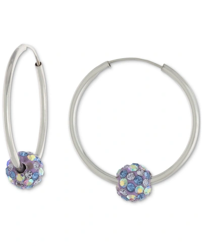 Shop Giani Bernini Crystal Ball Small Hoop Earrings, 0.82", Created For Macy's In Multi