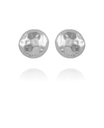 Shop T Tahari Women's Hammered Dome Stud Earring In Silver