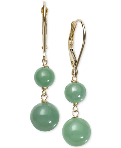 Macy's Dyed Jade (6 & 8mm) Beaded Drop Earrings In 14k Gold In Gold