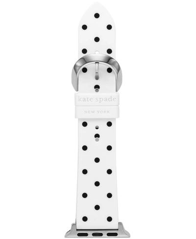 Shop Kate Spade Women's White And Black Polka Dot Print Silicone 38/40mm Band For Apple Watch In Multicolor